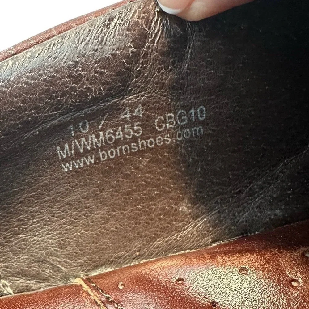 Born Slip On Loafers 10 Brown Leather‎ Square Toe M/WM6455 CBG10 Mens Shoes